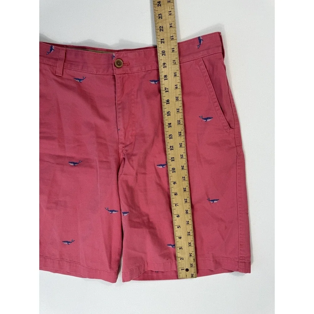 Izod Saltwater Men 34 Pink Whale Print Chino Shorts Nautical Preppy Beach Cotton
